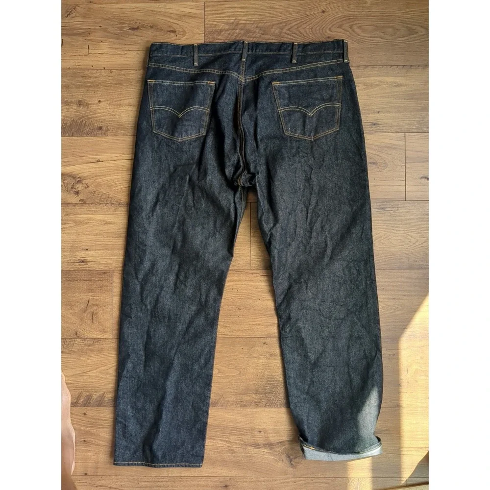 Levis 501 Mens Sz 46x34(Measures 42x33) Black‎ Raw Denim Cotton Button Fly High